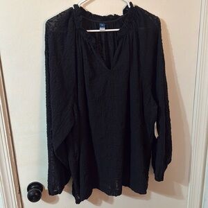 Old Navy Black Sheer Floral Top - XXL